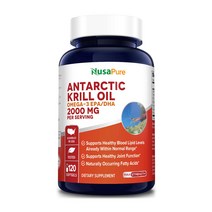 미국 직배송 남극 크릴 오일 2000 mg 120 Softgels | 오메가-3 EPA 360mg DHA B08WXB7Q9Z, 1개