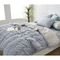 오가닉 이불 포근한 이불 꽃무늬 차렵이불 순면 차렵이불 세트 따듯한 이불 슈퍼싱글사이즈, 이불1+베개커버1+패드1, 그린그레이