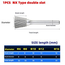 1pc 헤드 텅스텐 카바이드 로타리 파일 도구 포인트 버 다이 그라인더 연마 도구 6MM 샹크 드릴 밀링 조각, 22 NX Type_04 12MM