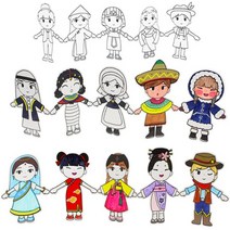 [아트공구] [툭툭이네00961] 세계 여러나라 의상 스티커 놀이, 3. 사우디아라비아／케냐／프랑스／멕시코／캐나다