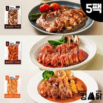 킹닭 껍질없는 한입 닭다리살 200g x 5팩 통닭다리살 통다리살 슬라이스 닭다리 순살, 혼합구성(갈비2+숯불2+로제1)