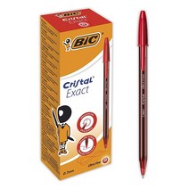 빅 BIC 크리스탈 이그젝트 파인 포인트 펜(0.7 mm) - 블랙 정품보장, red