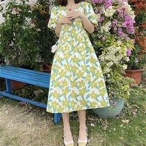 오노마 오노마 ONM 상큼 러블리 빅플라워패턴 브이넥 퍼프소매 원피스 (8947131)