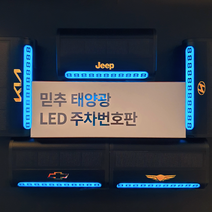 믿추 메탈 LED 자동차 주차번호판 듀얼넘버 사생활보호 태양열 태양광 로고 야간 주차알림판 새차선물 믿추, 현대, 올블랙