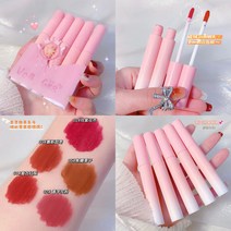 5자루 소녀 심포몽 토끼 틴트 세트 무광 안개 면 벨벳 민낯 현백 불퇴색 학생 립스틱, 포몽토끼 틴트【5수 세트】