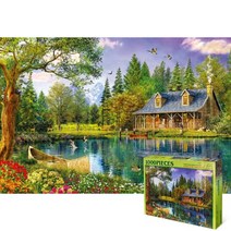 퍼즐피플 일러스트 풍경 1000피스 직소퍼즐, 연못위의 작은집 1000P, 1000p, 퍼즐유액 포함