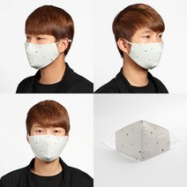마트498 끈조절 면마스크 3겹 별패턴 (그레이) 미세먼지차단 패션마스크 재사용마스크 남성골프마스크 넓은마스크 얼굴가리개