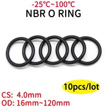 10pcs 블랙 o 링 가스켓 cs 4mm 외경 16mm 120mm nbr 자동차 니트릴 고무 라운드 o 유형 부식 내유성 씰 와셔, OD 100mm ID 92mm, Black, CS 4.0mm