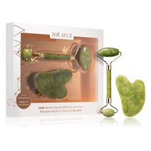 Zoë Ayla Jade 페이셜 Roller And Gua Sha 툴 기프트 세트 포 페이스 - Stone 마사지 1 pc +, Gift Set for Face