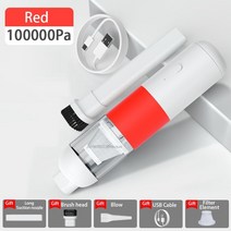 로봇 유리창 창문 물걸레 로봇청소기 호환 xiaomi 무선 핸드 헬드 자동차 진공 휴대용 핸디 홈 자동차 진공 청소 무선 20000pa 강력한 흡입 미니, 빨간색