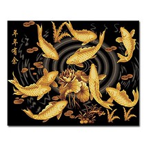 DIY캔버스페인팅 명화그리기 액자 그림 세트 유화 - 동물 40x50, A08_황금잉어(골드펄)