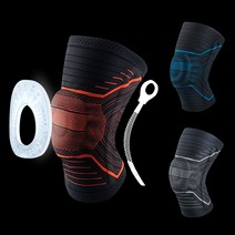 도매짱 파워스프링 무릎보호대 무릎 아대 등산 헬스 자전거 니가드 밴드 실리콘 관절 농구 배드민턴 배구 스쿼트, 오렌지