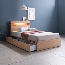 삼익가구 자이 LED 슈퍼싱글/퀸 빅서랍 3단 수납침대(양모 라텍스 7존 독립 매트리스), 01.슈퍼싱글;오크