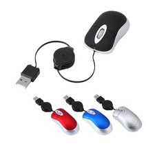 2x 미니 USB 유선 마우스 개폐식 케이블 소형 1600 DPI 광학 컴팩트 여행용 Windows 98 XP Vista, 한개옵션0, 한개옵션1
