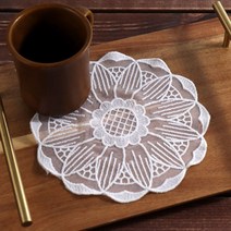 꽃 모양 원형 화이트 협탁 러그 티코스터 깔개 티매트, 테이블보 사이즈, 색상