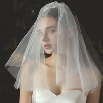 엘블랑꼬 쁘띠 리본 웨딩베일 2종 셀프웨딩 스냅촬영 화이트 미디엄베일