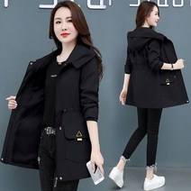 여성 봄 가을 후드 스트링 사파리 야상 점퍼 자켓 아우터 6C667