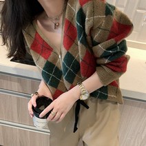 코코블랑 / 데인즈 아가일 체크가디건