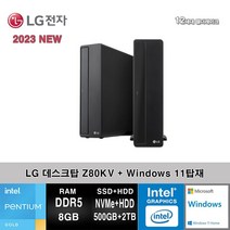 LG전자 데스크탑 12세대 펜티엄 컴퓨터 Z80KV-AR2PS5M+WIN11 (Pen-G7400/8GB/SSD500GB+2TB/UHD710/WIN11)