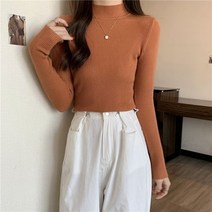 여성야구점퍼 아우터 야잠 봄 터틀넥 스웨터 빈티지 솔리드 기본 니트 탑 캐주얼 슬림 풀오버 심플 시크 점퍼 가을 겨울