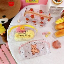 차이온 스마일 테디베어 곰돌이 PVC 투명 파우치