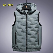 빅사이즈 남자 캐주얼 후드조끼 민소매 패딩 점퍼 데일리 가을겨울 방한 아웃도어 조끼 M-8XL