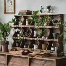 원목 다기장 머그컵 진열장 홈 가구 복고풍 오래된 거실 장식 캐비닛 스토리지 디스플레이 캐비닛 컵 홀더, 102x17x63cm, 15 그리드 캐비닛