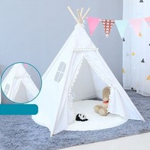 감성 인디언 캠핑 텐트 kids tents 집 용 접이식 게임 천막 인도 실내 캔버스 면화 삼각형 tipi children39s toy, 110cm, 하얀색