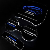싼타페 DM LED 일러스트 카본 컵홀더도어캐치, LED컵홀더 레드