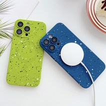 아이폰 13 12 11 프로 맥스 맥세이프 호환 마그네틱 자석 점박이 패턴 잉크 실리콘 젤리 풀커버 케이스