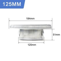 스파이럴덕트 파이프 배관 밸브 100125150mm 스테인리스 스틸 통풍구 4quot 5quot 6quot 덕트 그릴 벽 광장 회전식 추출기 환기 커버 팬 콘센트 욕실, 125mm