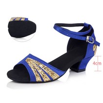 셀럽당 여성 라틴댄스화 걸 어덜트 미드힐 샌들 실내 댄스화 S01837, 210, 블루
