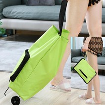 바퀴달린 핸드 쇼핑카트 마트 장바구니 캐리어 폴딩백 접이식 시장가방 장보기, 블루