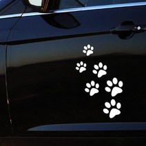 발자국판다 차량용스티커 로고 방수 감성 두들 초보 안전 인테리어 강아지 흠집 가리개 카라반 쿨러, 화이트