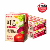 빙그레 사과 청포도 당근 레드비트 따옴 유기농 주스 무배, 120ml, 48개