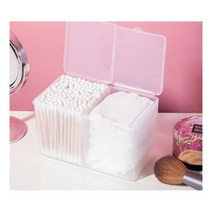 면봉 화장솜 케이스 2구 보관함 소품수납 다용도 정리, 반투명