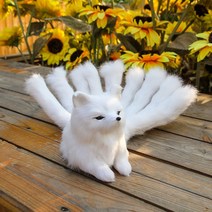 구미호 인형 진짜같은 여우 인형, 흰색 몸 길이 15 꼬리 12cm