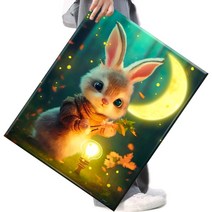 FASEN 사은품+액자 캔버스형보석십자수 DIY세트 라운드 비즈 40 X 50cm, FSE181.토끼01