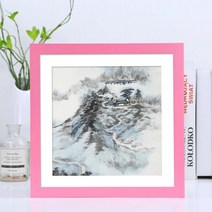 105047 그림액자 원목 그림표구 액자 동양화 필법 수공 종이공예 복자 그림액사 벽걸이 33켄트지 38cm50, 정사각형 20 인치 50.5 50.5 _로즈 레드