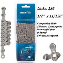 전기자전거 접이식 HEGY E-BIKE 체인 E8 E9 E10 E11 E12 체인 6/7/8/9/10/11/12 속도 136 링크 Shimano Sra, 04 E Bike 9 S  Silver