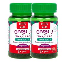 영국 홀랜드앤바렛 Holland & Barrett 어린이 오메가3 with 비타민A C D & E 블랙커런트맛 60캡슐, 2팩