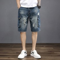 DFMEI 여름 슬림 배기 찢청 반바지 남 5부 팬츠 남성 데님 조거 슬랙스 캐주얼 반바지