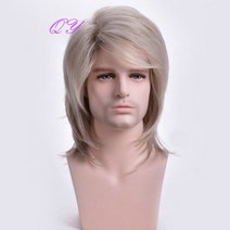 남자가발 패션 부분 중년 앞머리 옆머리 곱슬 합성 남자 숏 가발 화이트 Ombre 블랙 자연 스트레이트 머리 조정 가능한 크기 매일 착용 헤어 스타일 남성, [02] 7299