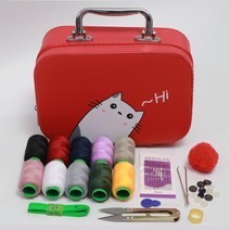 고급 신부 들러리 바느질 케이스 혼수 전용 큐트 대용량 세트 레드 멀티 바느질 가방, 색깔4, 1개