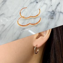 미미민 14k 18케이 심플 데일리 20대 30대 40대 50대 여자친구 생일선물 2cm 민자링 원터치 금귀걸이 2써클