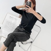 [다잇템] 여자 슬렌더 셋업 내의 민무늬 7부니트 티셔츠