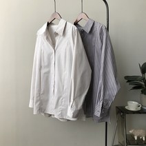 패스타임 세로 스트라이프 셔츠 여성 봄가을 긴팔 루즈핏 빅사이즈 블라우스 직장인 오피스룩