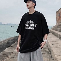 UNK 레터링 영문 남자 반팔 티 라운드 무지 반팟 오버핏 프린팅 브리넥 셔츠 남성