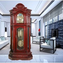 기업 회사 기념선물 대형 기계식 괘종시계 독일 무브먼트 Hermler 기계식 유럽 스타일의 고급스러운 분위기 거실 레드로즈우드, 14인치, Basswood - German Hermler 8