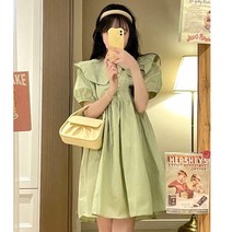 안나리야 빅 카라 반팔 A라인 플레어 미니 원피스 SY